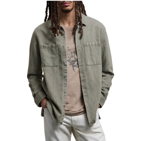 John Varvatos Other - NWT John Varvatos Cole Regular Fit Chambray Button-Up Shirt in Charcoal - Size L